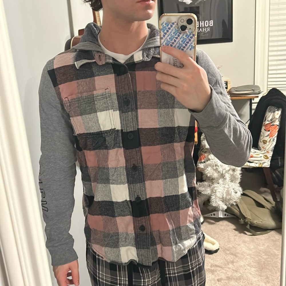 Hollister hooded long sleeve cotton flannel